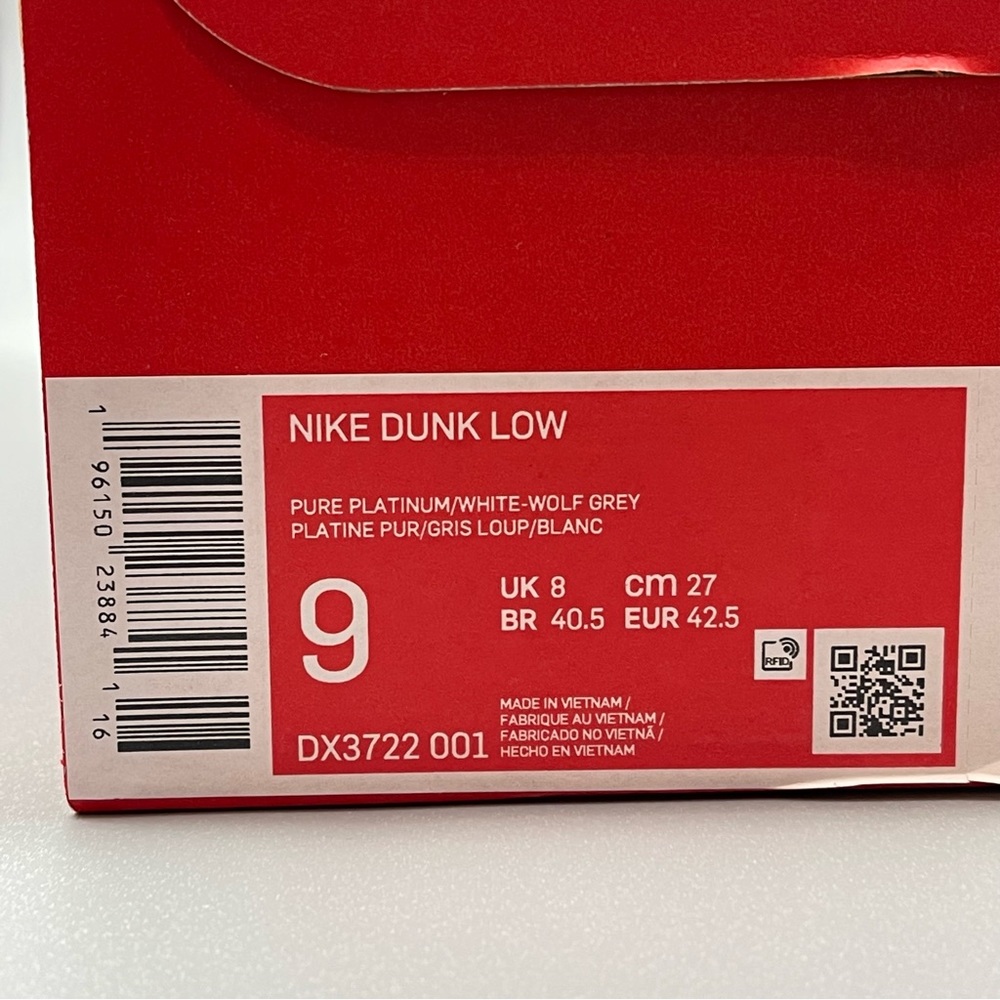 Nike Dunk Low Wolf Grey Pure Platinum Men's Sneaker DS 100% Authentic - Picture 13 of 16